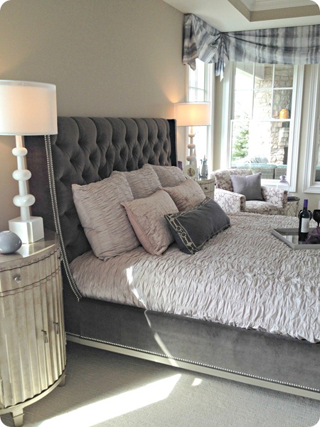 gray tufted headboard