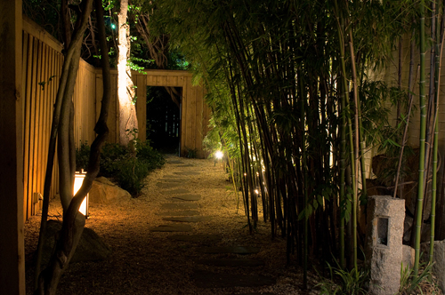 Japanese garden just beyond the front door