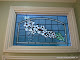 Leaded bathroom transom, pencil bevels and colored glass in a restored Victorian in downtown Santa Clara, CA