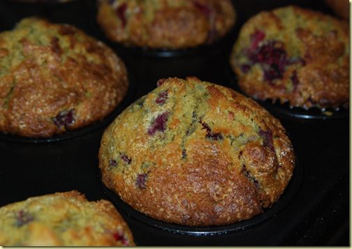 The tray of quinoa raspberry muffins