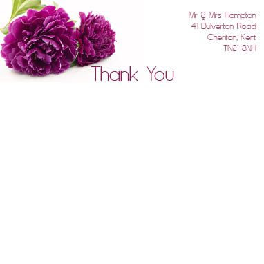 Purple Peonies 9 Flat Thank You Card
