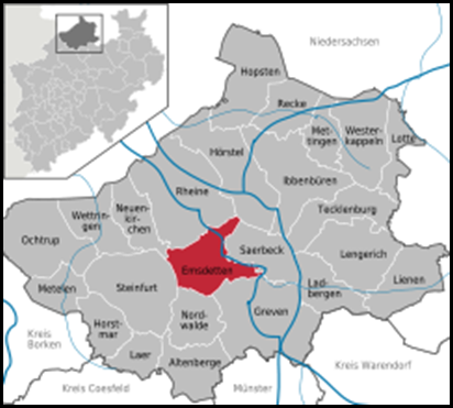 Emsdetten, Westphalia, Germany map