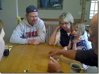 Playing dice with the Bernharts and Allyson