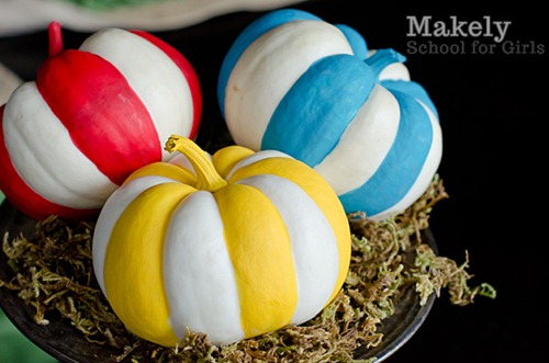 Striped Painted Pumpkins