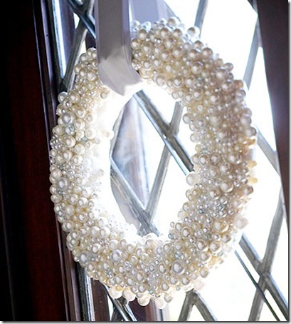 Winter wreath--winter wreath made from craft store pearl strands