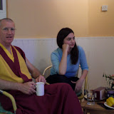 Khyenrab relaxing before teaching