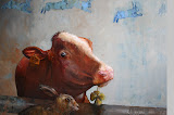 Hoe een koe... - 50 x 70 cm - olieverf op paneel