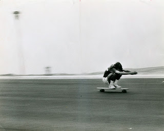 Eddie on a speed run on our long 34" board....