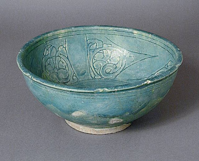 Bowl Iran Bowl, late 12th or early 13th century Ceramic; Vessel, Fritware, incised and glazed, 4 x 9 in. (10.16 x 22.86 cm) Museum Acquisition Fund (M.68.37.4) Art of the Middle East: Islamic Department.