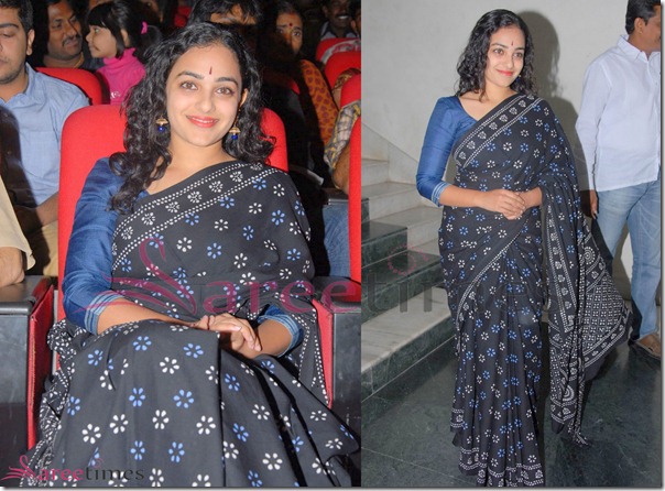 Nithya_Menon_Black_Saree