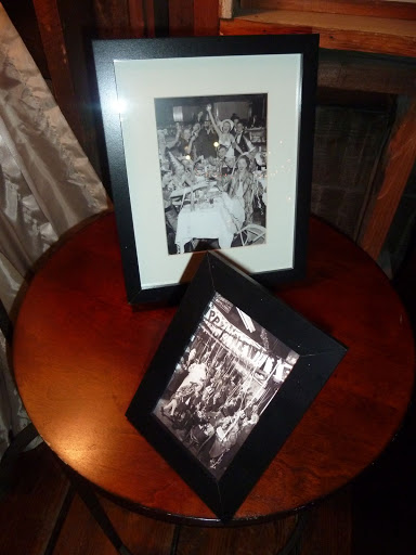 Black and white photos of New Year's Eves of yore were framed and displayed near the lounge area.