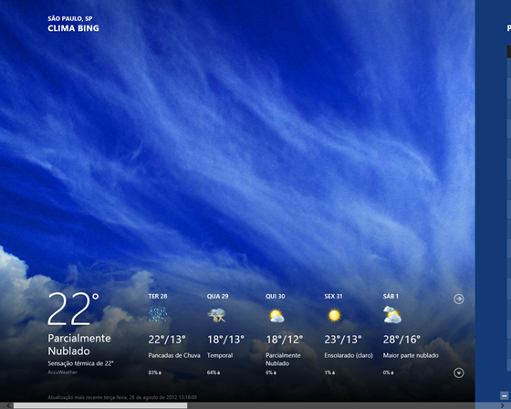 Aplicativo Clima - Windows 8