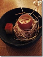 egg yolk with maize mousse and cornbread