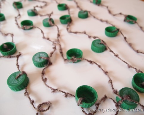 Bottle Cap Beaded Door - Getting Ready to Hang Them Up Bottle Cap Beaded Door - Getting Ready to Hang Them Up