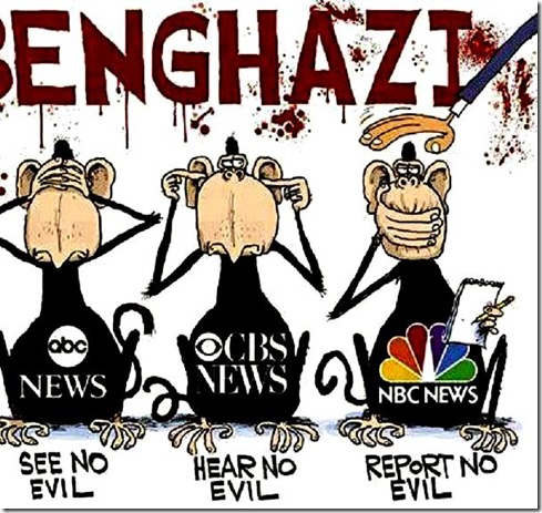 Benghazi MSM- See, Hear, Report No Evil toon Benghazi MSM- See, Hear, Report No Evil toon