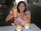 Look at the size of that papaya milk shake!!