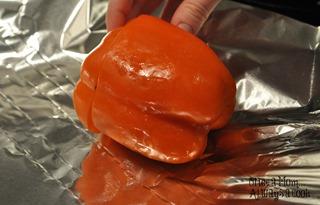 wrapping stuffed bell pepper