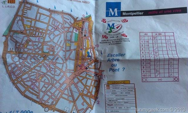 Carte de course d'orientation