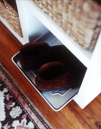 To prevent shoes from leaving dirt and scratches on the cubbie floors, use trays or baking sheets. Attach some felt surface protectors to the tray bottom so it will slide out easily. To prevent shoes from leaving dirt and scratches on the cubbie floors, use trays or baking sheets. Attach some felt surface protectors to the tray bottom so it will slide out easily.