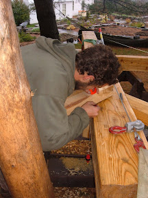 The braces are then scribed using a plumb bob.