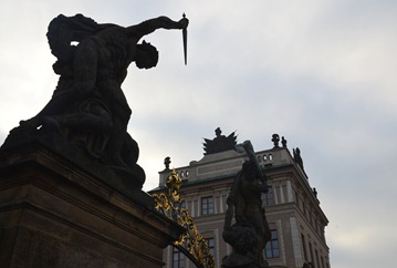 detail of the Fighting Giants at the entrance gate to the Grand Courtyard