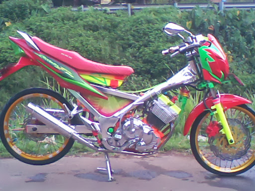 modifikasi airbrush satria fu full chrome racing look title=