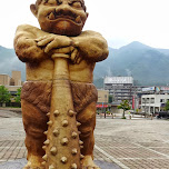 funny statue at kinugawa onsen station in Nikko, Japan 