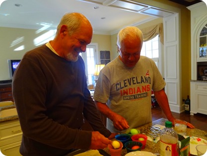john and paul coloring eggs