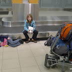 Waiting at Lima airport for Daddy's bag.  It never arrives. So we head to Cusco.