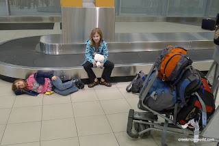 Waiting at Lima airport for Daddy's bag.  It never arrives. So we head to Cusco.