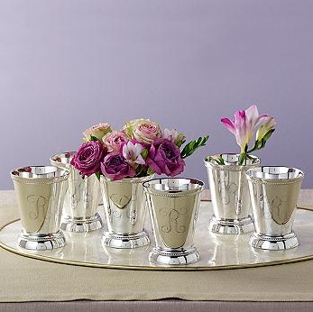 Beautiful julep cups can hold more than drinks. Arrange them on a table with flowers for a Derby centerpiece. (ross-simons.com) Beautiful julep cups can hold more than drinks. Arrange them on a table with flowers for a Derby centerpiece. (ross-simons.com)