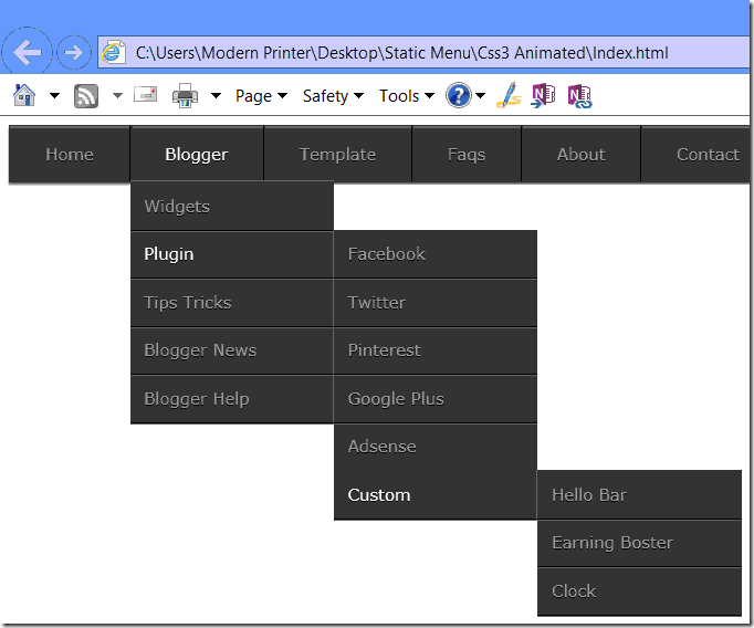 Multi Level Menu Preview in IExplorer IExplorer10_preview