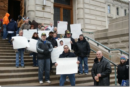 APWU members at the Indiana State Capitol protest. APWU members at the Indiana State Capitol protest.