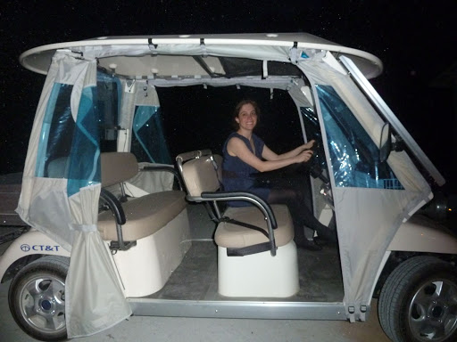 Amazing golf carts were used to transport guests. We borrowed one to pack up the car at the end of the night. They were the most luxurious golf carts we'd ever come across and we really didn't want to give up driving them!