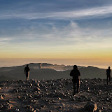 First light on the summit of Semeru - photographers rush to take a picture of Bromo erupting (Andy Dean, July 2011