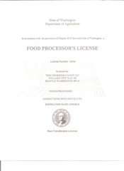 scan of Food Processor's license for This Charming Candy