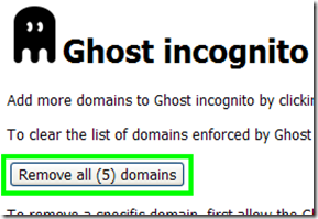 Ghost incognito Remove all domains