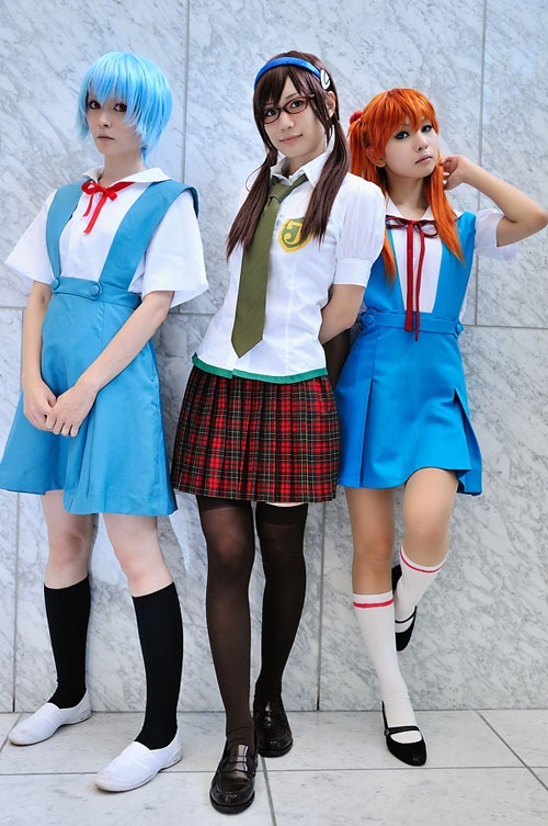 Evangelion’s Asuka, Rei and Mari cosplayers