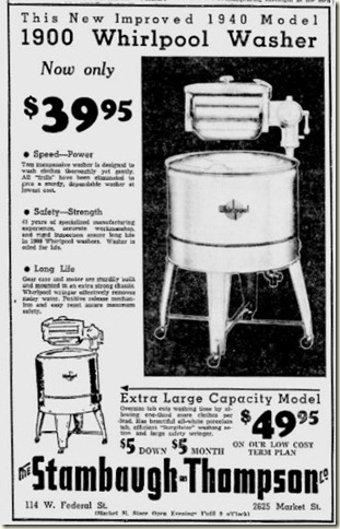Vindicator - 1940-04-15 - Whirlpool Washer ad 39.95 Vindicator - 1940-04-15 - Whirlpool Washer ad 39.95