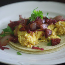 Austrian Breakfast Tacos with Spicy “Sauerkraut” and Summer Sausage