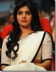 Angelic Samantha in White Saree at SVSC Triple Platinum Disc