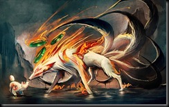 nine_tailed_fox_and_pup_by_sakimichan-d4r47s5