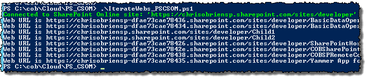 PS CSOM iterate webs