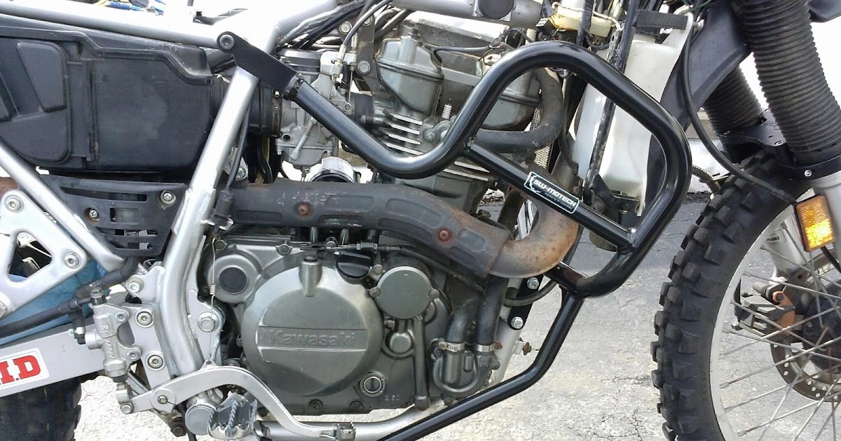 Geoff's KLR650 project Installed crash bars