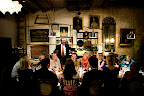 Lighthearted toasts were given during the seated dinner in the open kitchen.
Katie loved how the room felt like an old English home, as a nod to her British beau. Lighthearted toasts were given during the seated dinner in the open kitchen.
Katie loved how the room felt like an old English home, as a nod to her British beau.