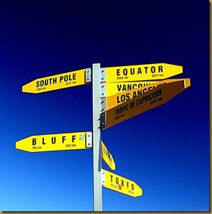 Distance sign at Cape Reinga