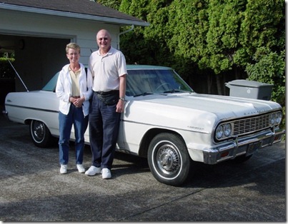 Dave and Sandy with 1964 Chevelle we bought in Albany, Oregon.