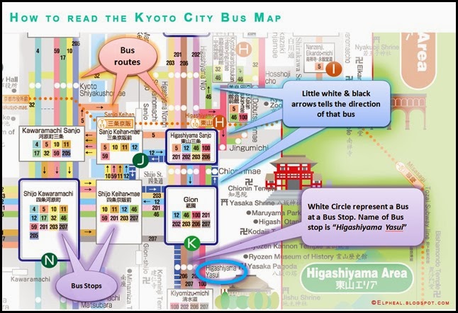 how to read kyoto bus map