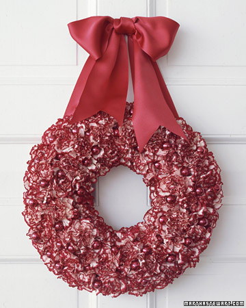 Carnations can be used in a number of ways including a festive holiday wreath like this one which is accented with red glass ornaments.