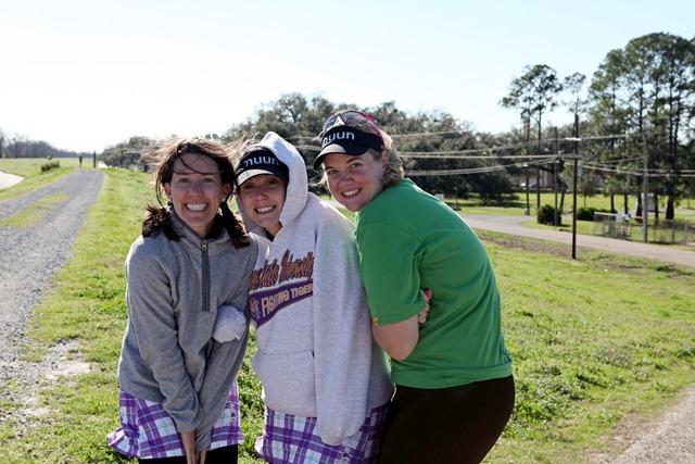 Photos of the Girls on the Geaux running the Mississippi River levee during the Rouge-Orleans ultramarathon relay on Feb. 11-12, 2012.